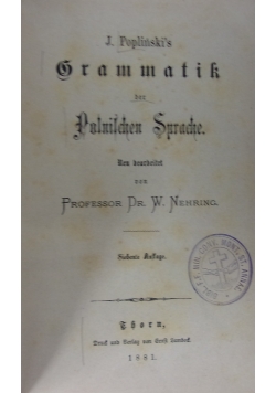 Grammatik, 1881r.