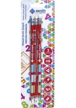 Ołówek Zenith Simple tabliczka mnożenia blister 3 sztuki