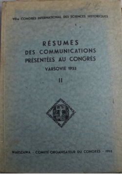 Resumes des communicztions presentees au congres Varsovie 1933 r.