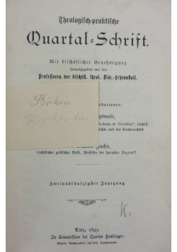 Theologisch praktische quartal schrift, 1899r.
