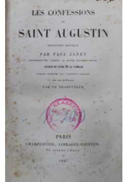 Les Confessions de Saint Augustin 1857 r.