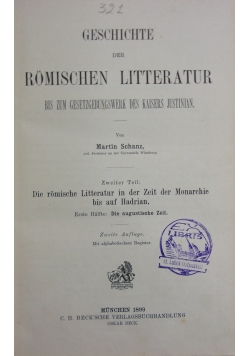Geschicgte der romischen Litteratur, 1899 r.