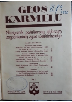 Głos Karmelu, Miesięcznik poświęcony głębszym zagadnieniom życia wewnętrznego, 1950 r.