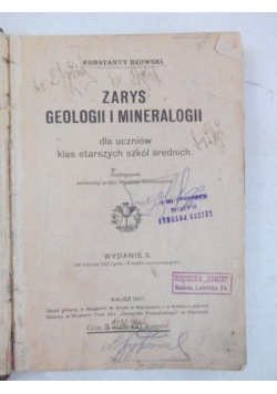Zarys geologii i mineralogii, 1917 r.