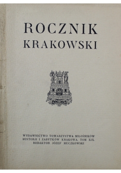 Rocznik Krakowski Tom XIX 1923 r.