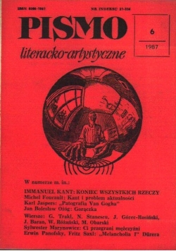 Pismo literacko - artystyczne 6/1987