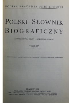 Polski Słownik Biograficzny Tom IV Reprint z1938 r
