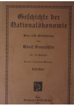 Geschichte der Nationalökonomie, 1918 r.