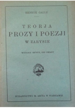 Teoria prozy i poezji w zarysie, 1927r.