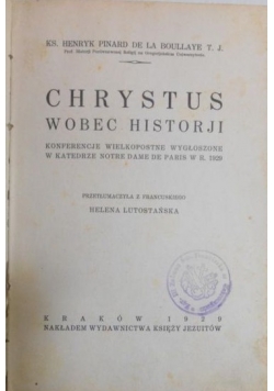 Chrystus wobec historii, 1929 r.