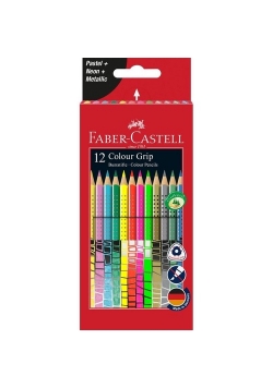 Kredki ołówkowe Grip 12 kolorów pastel neon metallic