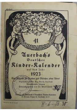 Auerbachs Deutscher Kinder Kalender auf das Jahr 1923 r.