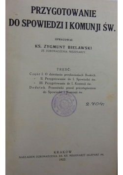 Przygotowanie Do Spowiedzi I Komunji Św.,1922