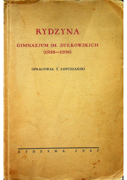 Rydzyna Gimnazjum im Sułkowskich 1928 1936  1937 r.
