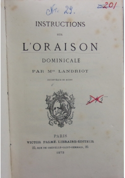 L'oraison Dominicale, 1873r.