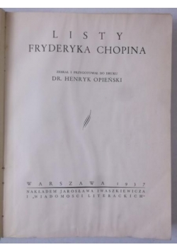 Listy Fryderyka Chopina, 1937 r.