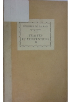Congres de la paix 1919-1920. Traites et conventions II, 1920r.