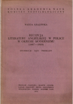 Recepcja Literatury Angielskiej w Polsce w okresie Modernizmu 1887 do 1918