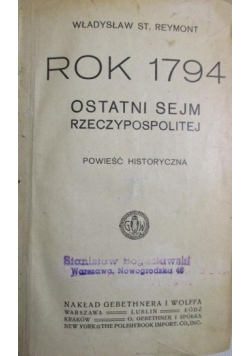 Rok 1794. Ostatni Sejm Rzeczypospolitej, 1913 r.