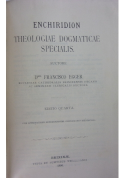 Enchridion tcheologiae dogmaticae specialis , 1896 r.