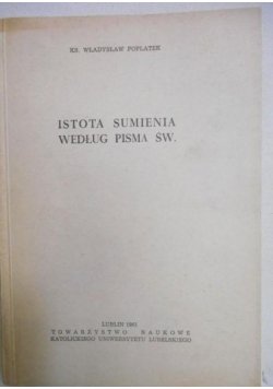 Istota sumienia według Pisma Św.