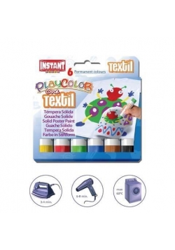 Farby w sztyfcie Textil 6 kolorów PLAYCOLOR