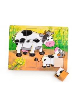 Puzzle drewniane dla małych dzieci Krówka i cielak