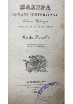 Mazepa romans historyczny, część I, 1834r.