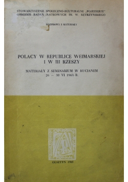 Polacy w Republice Weimarskiej i w III Rzeszy