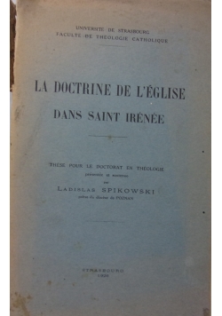 La doctrine de  l eglise danssaint irenee,1926r