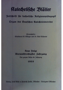 Katechetische Blatter, 1933 r.