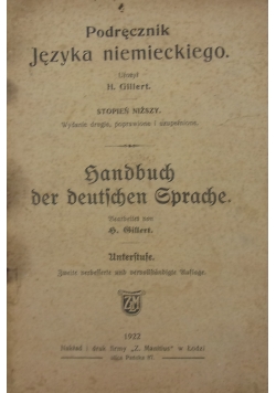 Podręcznik języka niemieckiego, 1922 r.