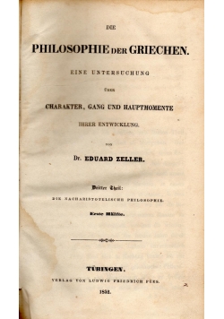 Die Philosophie der Griechen, 1876r.