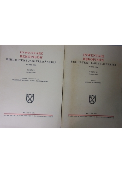 Inwentarz Rękopisow, bibliteki Jagielońskiej, Część I i II, nr 8001-9000, 2 Książki