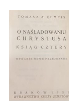 O naśladowaniu Chrystusa, 1931r.
