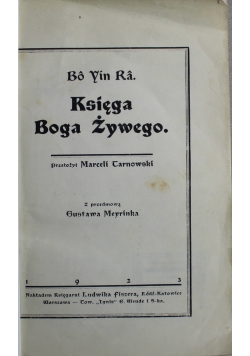 Księga Boga Żywego 1923 r.