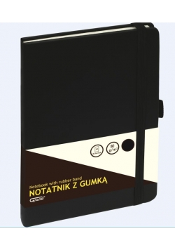 Notatnik A5/80K kratka z gumką czarny GRAND