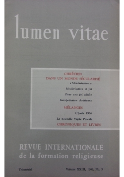 Lumen vitae, tom XXIII
