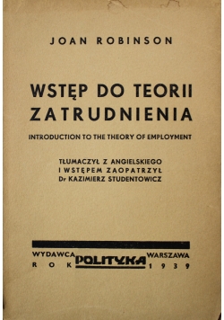 Wstęp do teorii zatrudnienia 1939 r.