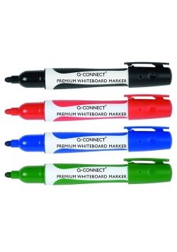 Marker do tablic Q-CONNECT Premium, gumowa rękojeść, okrągły, 2-3mm (linia), 4 kolory