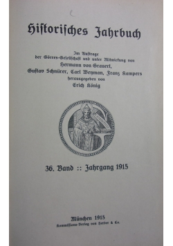 Historisches Jahrbuch, band 36, 1915r.