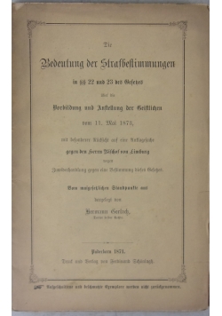 Bedeutung der Strafbestimmungen, 1874 r.