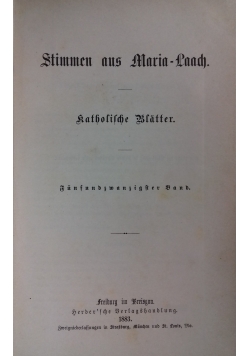 Stimmen aus Maria-Laach katholische Blätter, 1883 r.
