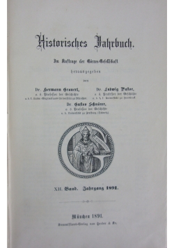 Historische Jahrbuch, XII. Band, Jahrgang 1891, 1891 r.