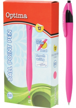 Długopis OPTIMA Soft Touch 521 różowy 12 sztuk