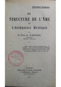 La Structure de LAme et Lexperience Mystiqe 1927 r.