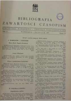 Bibliografia zawartości czasopism, Rocznik 27,  Zeszyt 10
