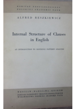 Internal Structure od Clauses in English