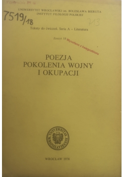Poezja pokolenia wojny i okupacji
