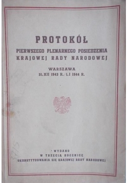 Protokół pierwszego plenarnego posiedzenia krajowej rady narodowej